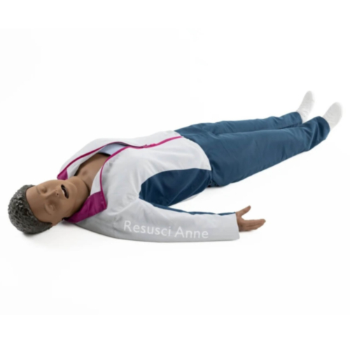 Laerdal Resusci Anne QCPR AED corpo intero con testa intubabile e trolley (pelle scura) 